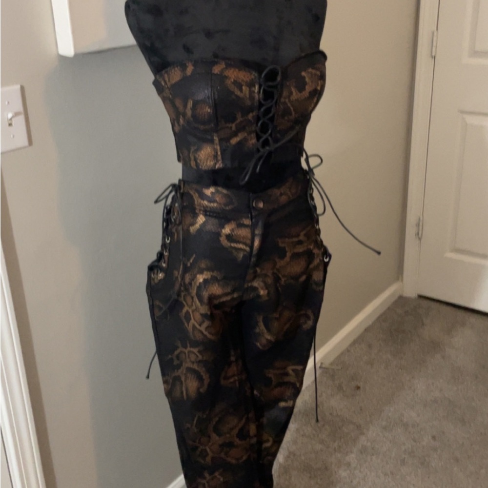 PrettyLittleThing Black Lace Jumpsuit with Strapless Design and Full Length Legs